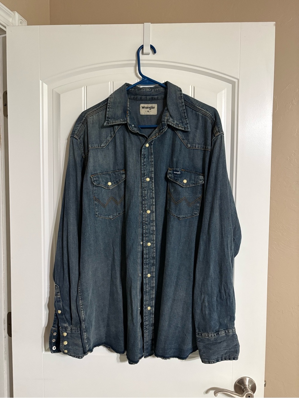 Wrangler Denim Western Shirt - Washed Blue